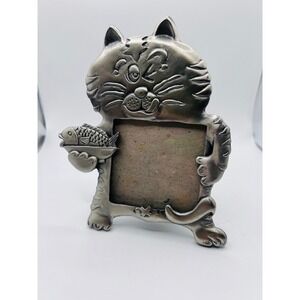 Vintage 3"x3" Pewter Car Ornate Photo Frame Ken Rich Metal Works Cat Lovers